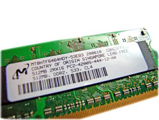 Crucial 1 gig DDR2 PC2-4200 Laptop SODIMM